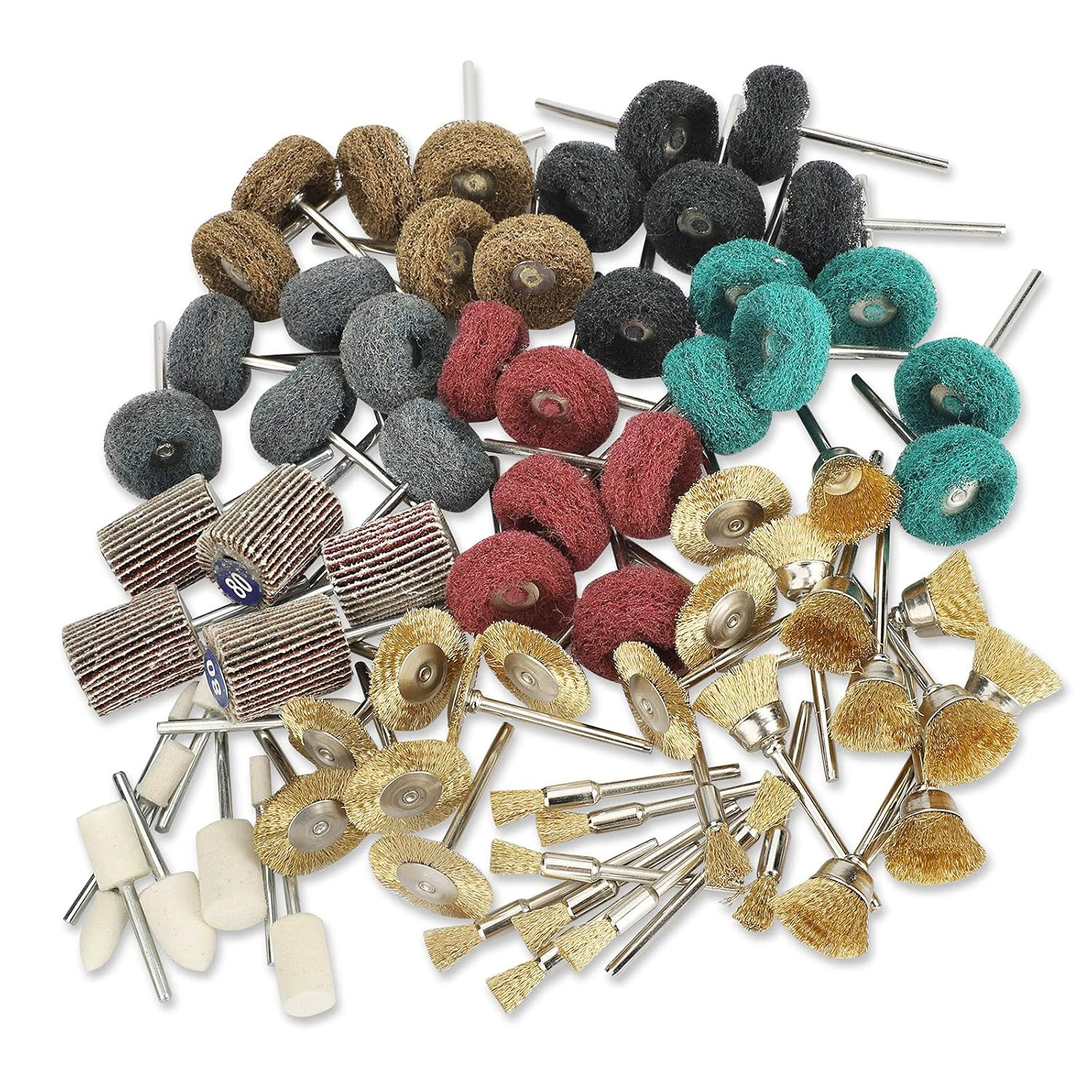 75PCS Mini Polishing Kit, Polishing Bit Abrasive Buffing Wheels Wire Brushes Fla
