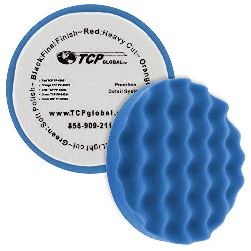 6.5″ Blue Waffle Foam Buffing Pad Hook and Loop Backing – Light Cut Pad for