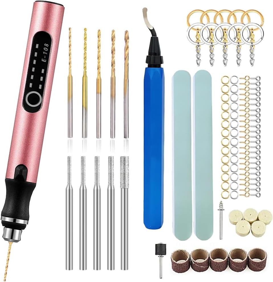 Resin Drill Polishing Kit, Electric Rotary Pen & Deburring Tool, 115PCS