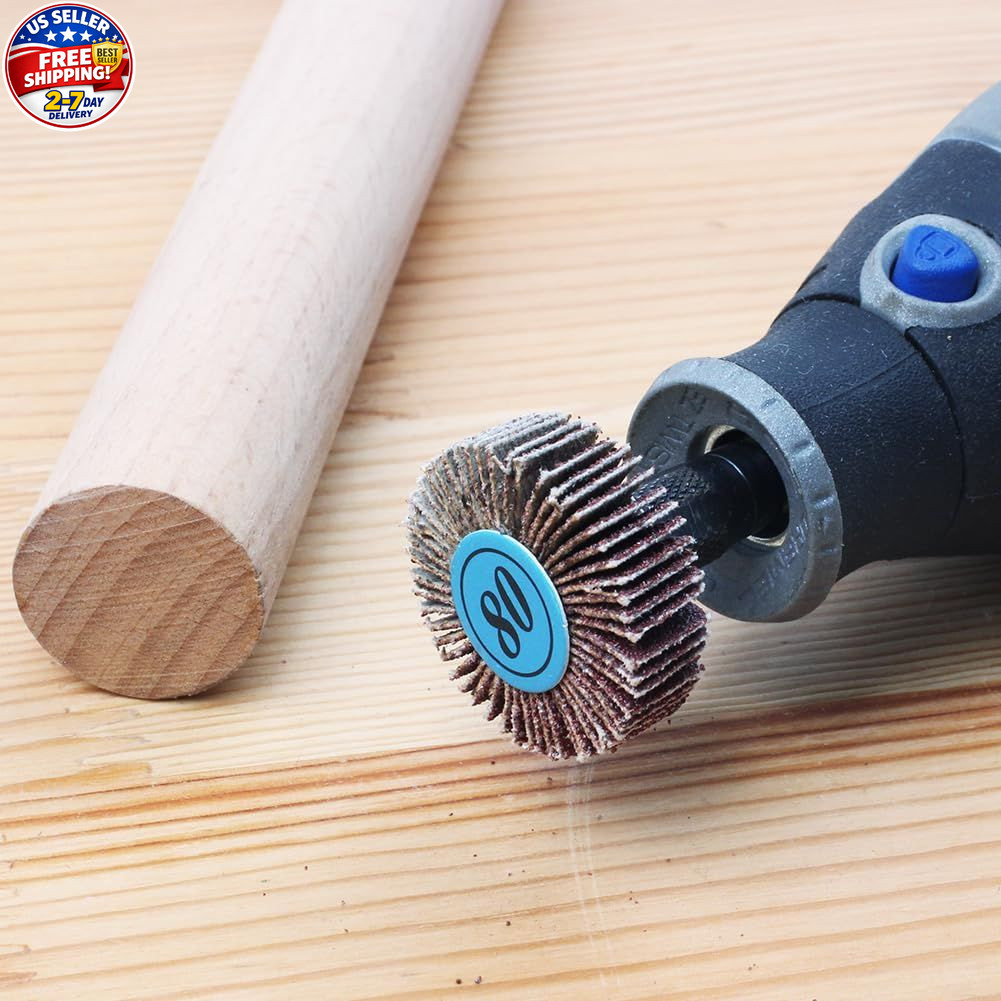 AUTOTOOLHOME 20PCS Flap Wheel Sander,80 Grit 1/8″ Shank Sanding 32mm x 24mm
