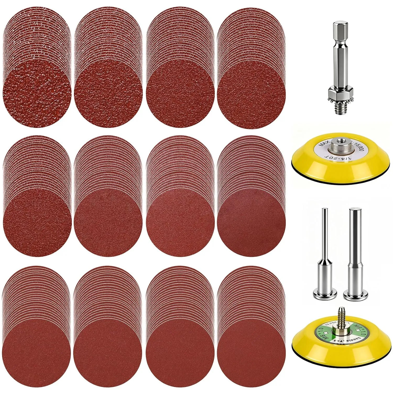 105 Pcs 3 Inch Sanding Discs Assorted Grit Orbital Sander Pads With Drill Shank