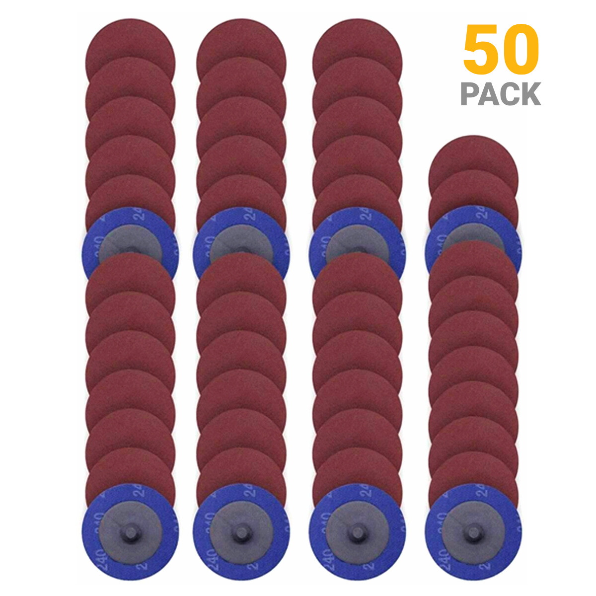 50PCS 2 in 240 Grit Abrasive Roll Lock Quick Change Sanding Disc for Die Grinder