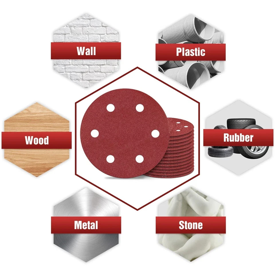 12 Pcs 9 Inch 6 Holes Sanding Discs 80 Grit Hook and Loop Sandpaper for Drywall