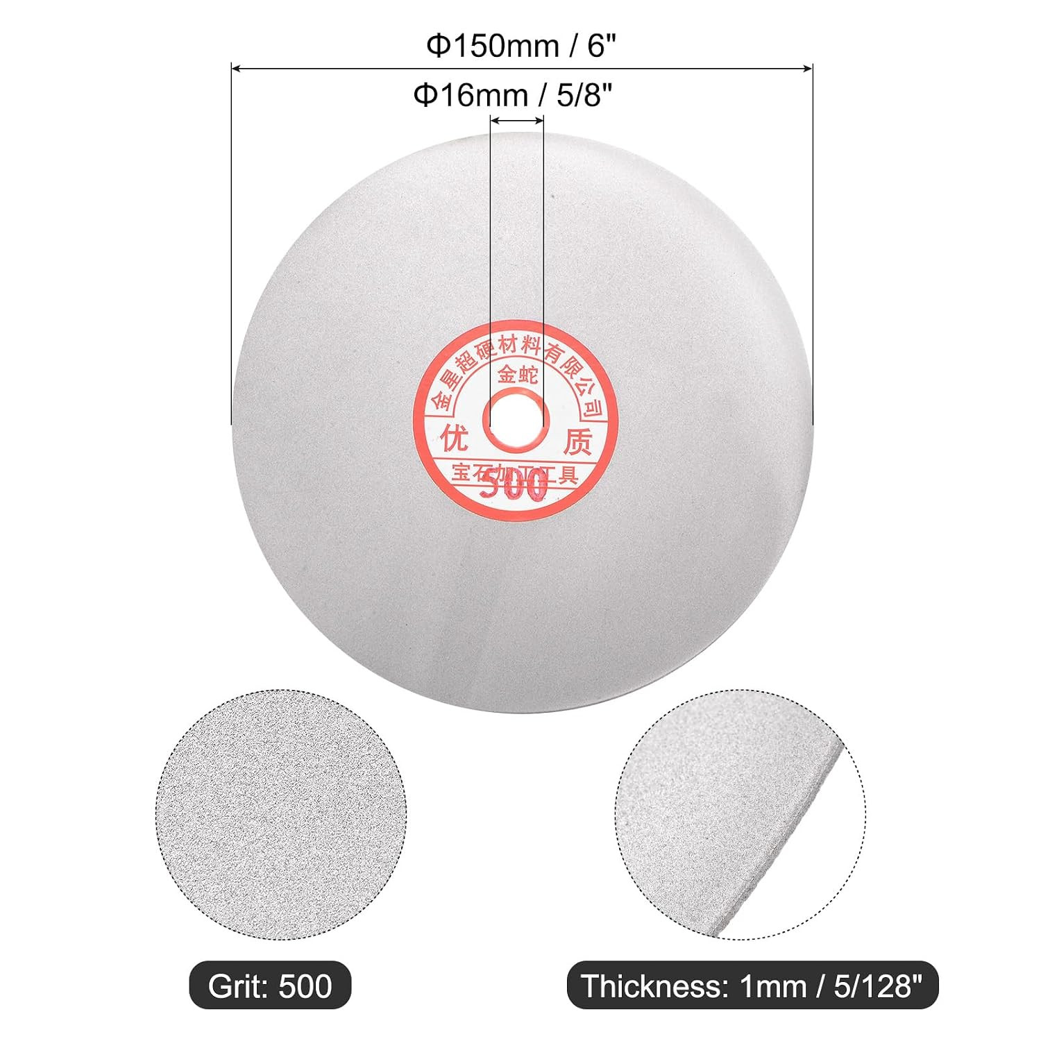 Diamond Sanding Grinding Disc, 6-Inch (150mm) Grit 500 5/8″ Arbor Hole, Flat …