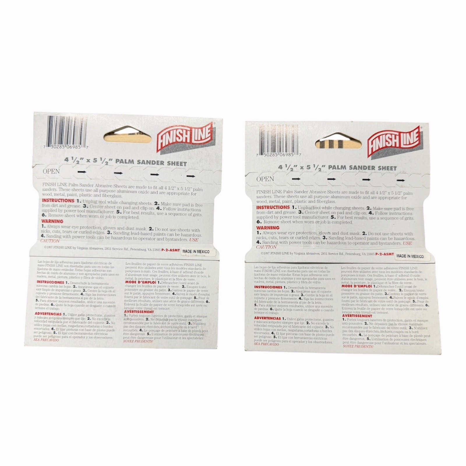 Lot 2 Finish Line Palm Sander Sheets 4.5×5.5” Assorted Grits 6 Sheets Each