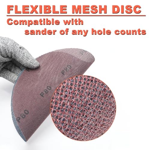 5 Inch Mesh Sanding Discs Assortment: 50Pcs Premium Ceramic 5 Inch Assortment