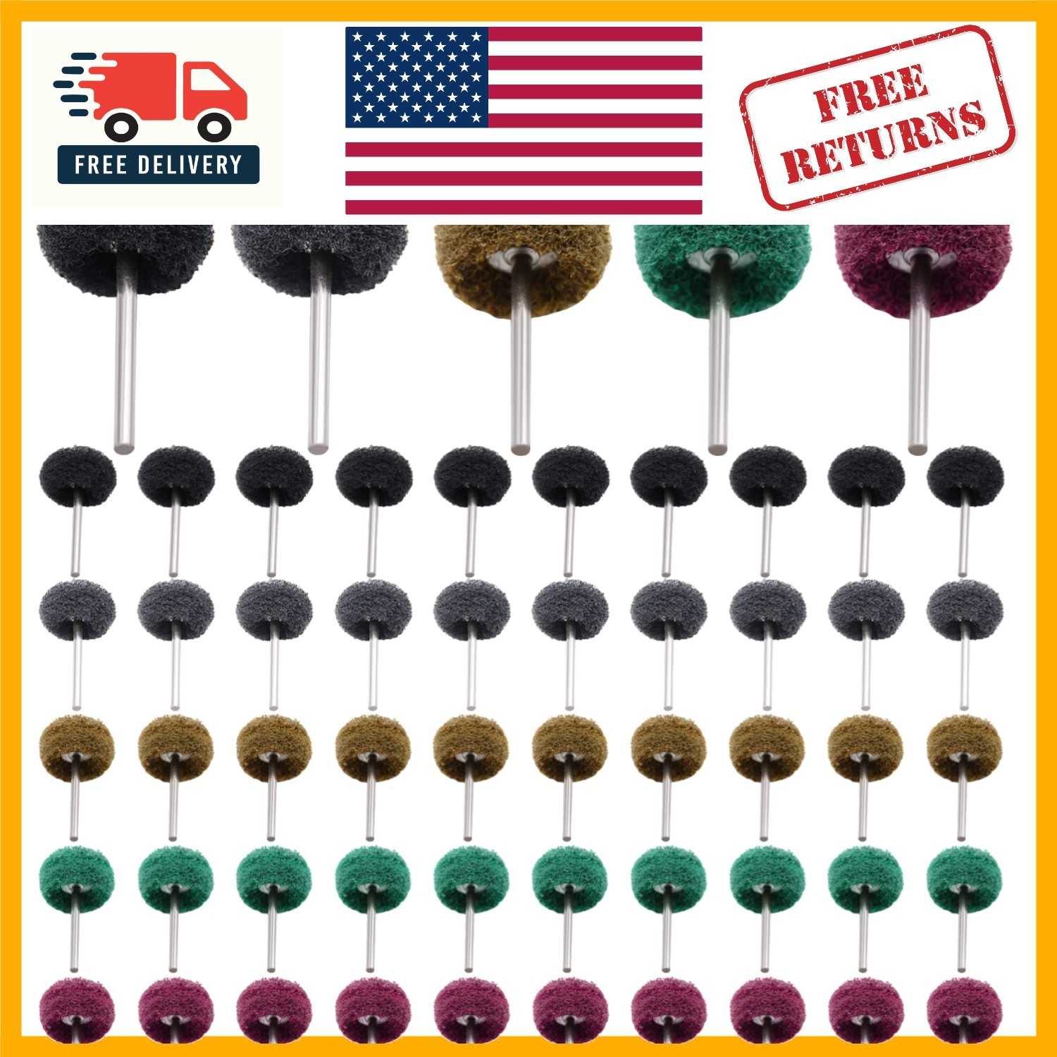 50-pack 1″ Abrasive Buffing Wheels – Metal Polishing Set & Rotary Tools