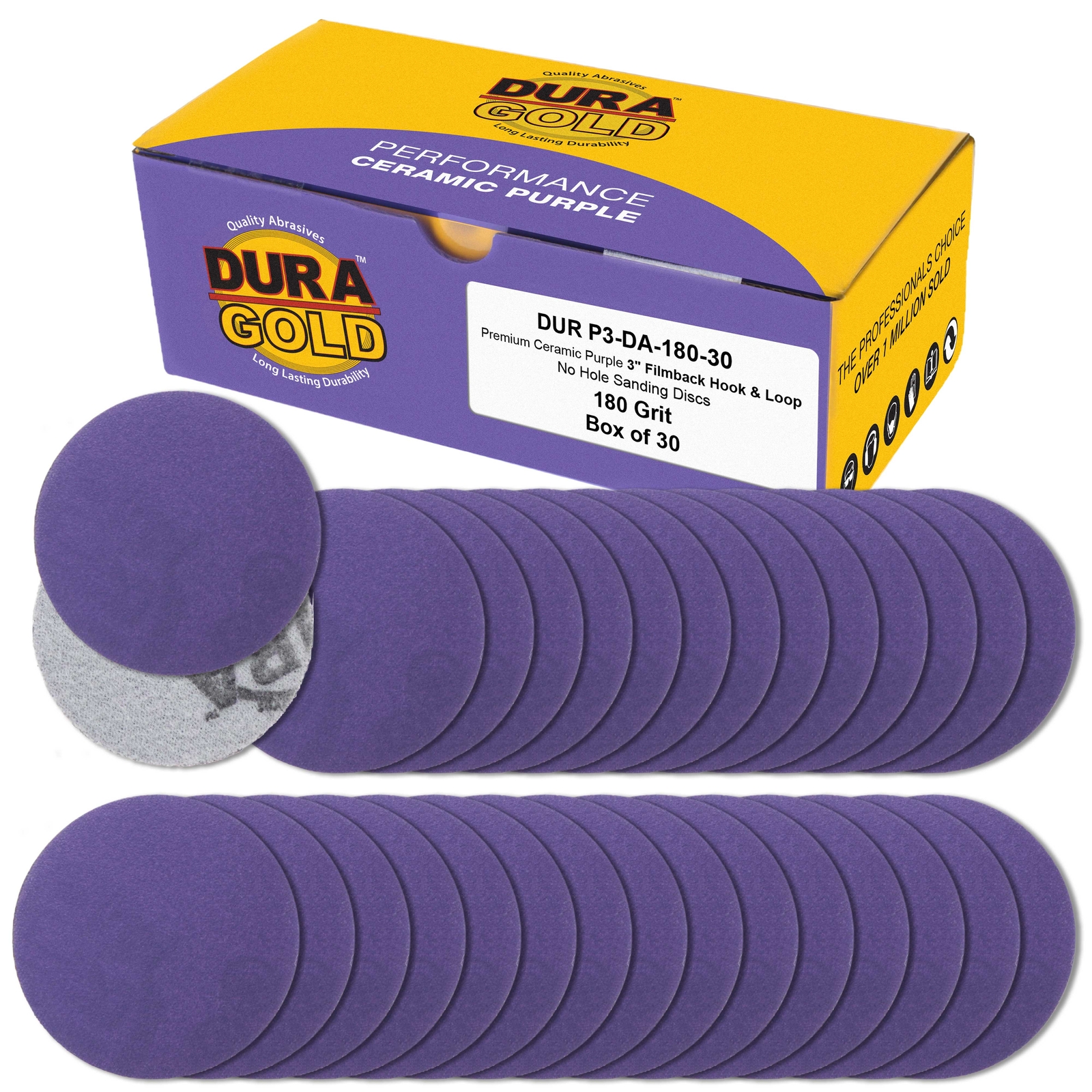 180 Grit 3″ Purple Ceramic Sanding Discs, Box of 30 – Hook & Loop Sandpaper
