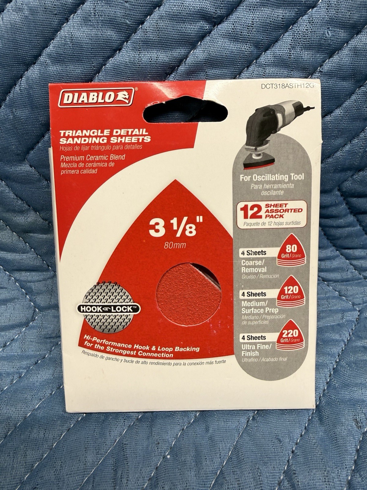 Diablo DCT318ASTH12G Triangle Sanding Sheets Ceramic Assorted Grits 12-Pack