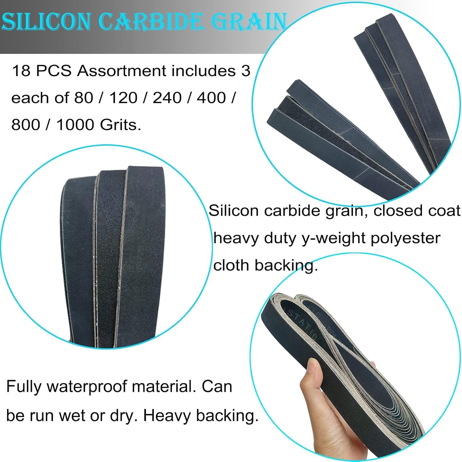 18-Pack 2 x 42 Inch Silicon Carbide Sanding Belts – Versatile Grits for Profe…
