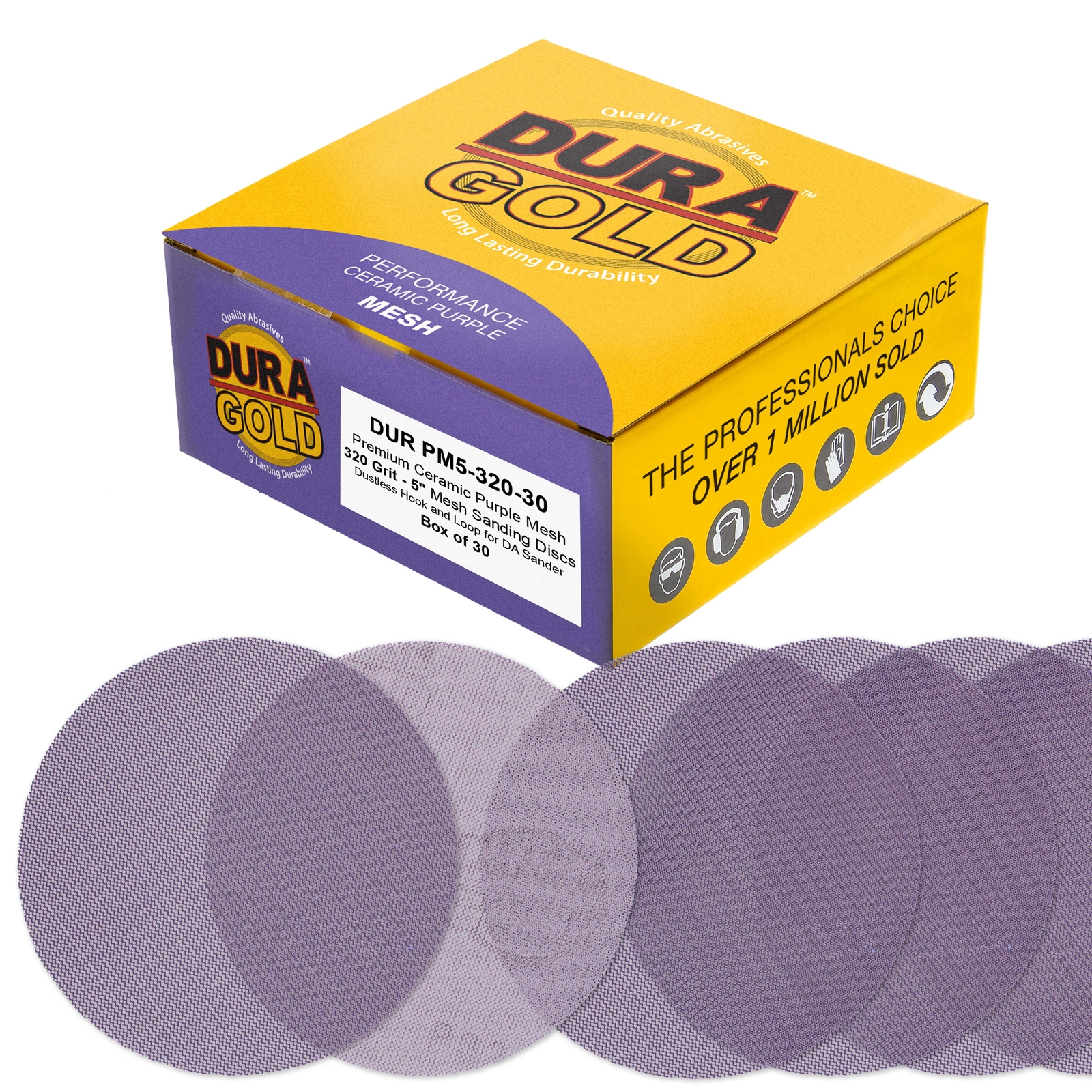 320 Grit 5″ Purple Ceramic Mesh Sanding Discs, Box of 30 – Hook & Loop Sandpaper