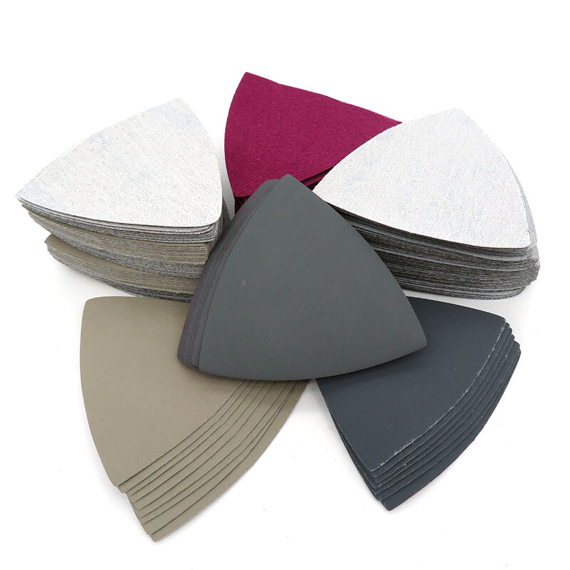Flocking Triangles Sandpaper 90mm Wet And Dry Hook And Loop P60~P10000 Grit
