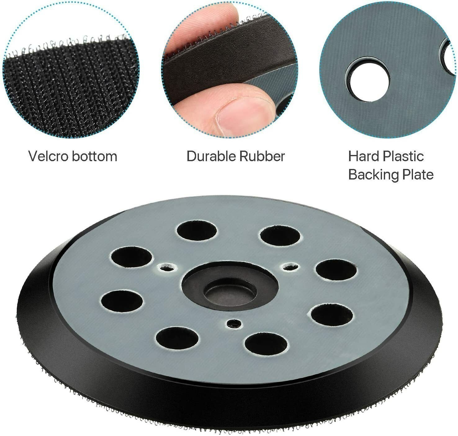 2X 5 in Hook and Loop Sander Pad Replacement for Dewalt Makita Porter Cable USA