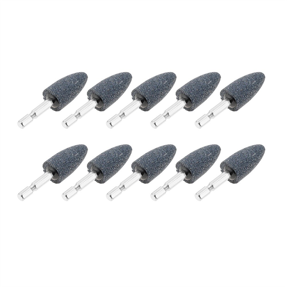 10Pcs Cone Shape Grinding Stone Aluminum Oxide For Die Grinder Other Rotary Tool