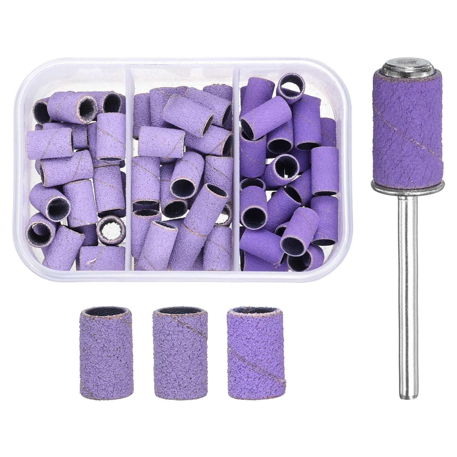 76pcs Small Sanding Bands 80/120/180 Grit for Nail Bits with 0.1″ Mandrel Purple