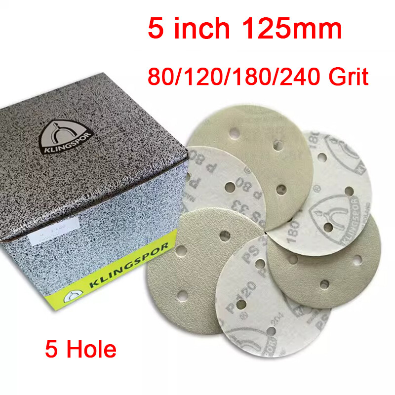 Sanding Discs 125mm 5 inch Hook & Loop 5 Hole PS33 80-180 Grit Sandpaper Pads