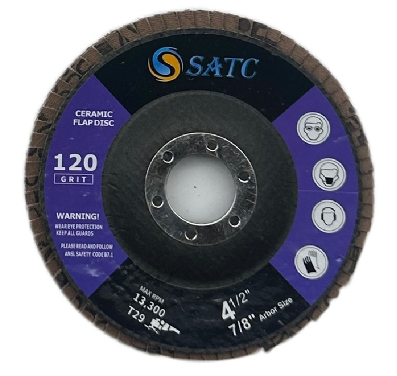 SATC 20PCS Flap Disc Purple Ceramic 4-1/2″x7/8″ 120Grit T29 115mm For Metal&Wood