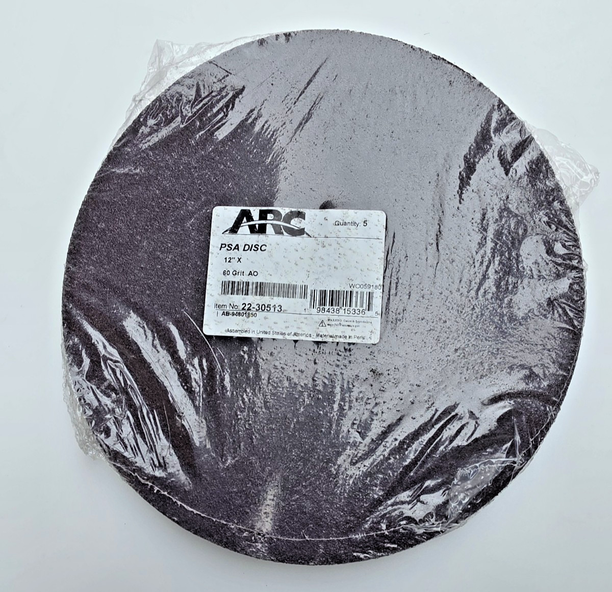 ARC 12” PSA 60 Grit AO Sanding Discs Aluminum Oxide New-Free Shipping