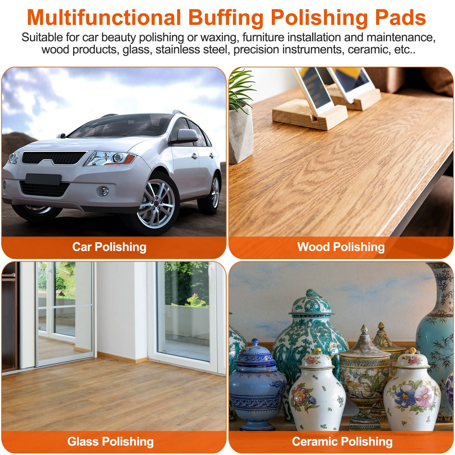 5Pcs 6″ Buffing Polishing Pads Drill Sponge Kit For Car Polisher Drill Adapter