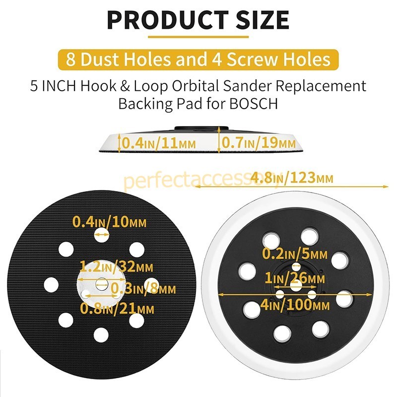 1-2PCS 5″ 8Hole Hook&Loop Sander Pad For Bosch RS032 3107DVS 3725DVS 3725DEVS
