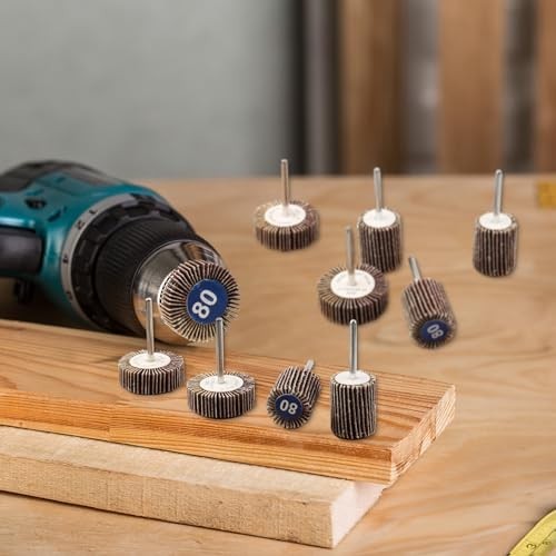 Flap Wheel Set 50 Pcs 1/8 Shank 80 Grit Rotary Tool Sanding Polishing Deburring
