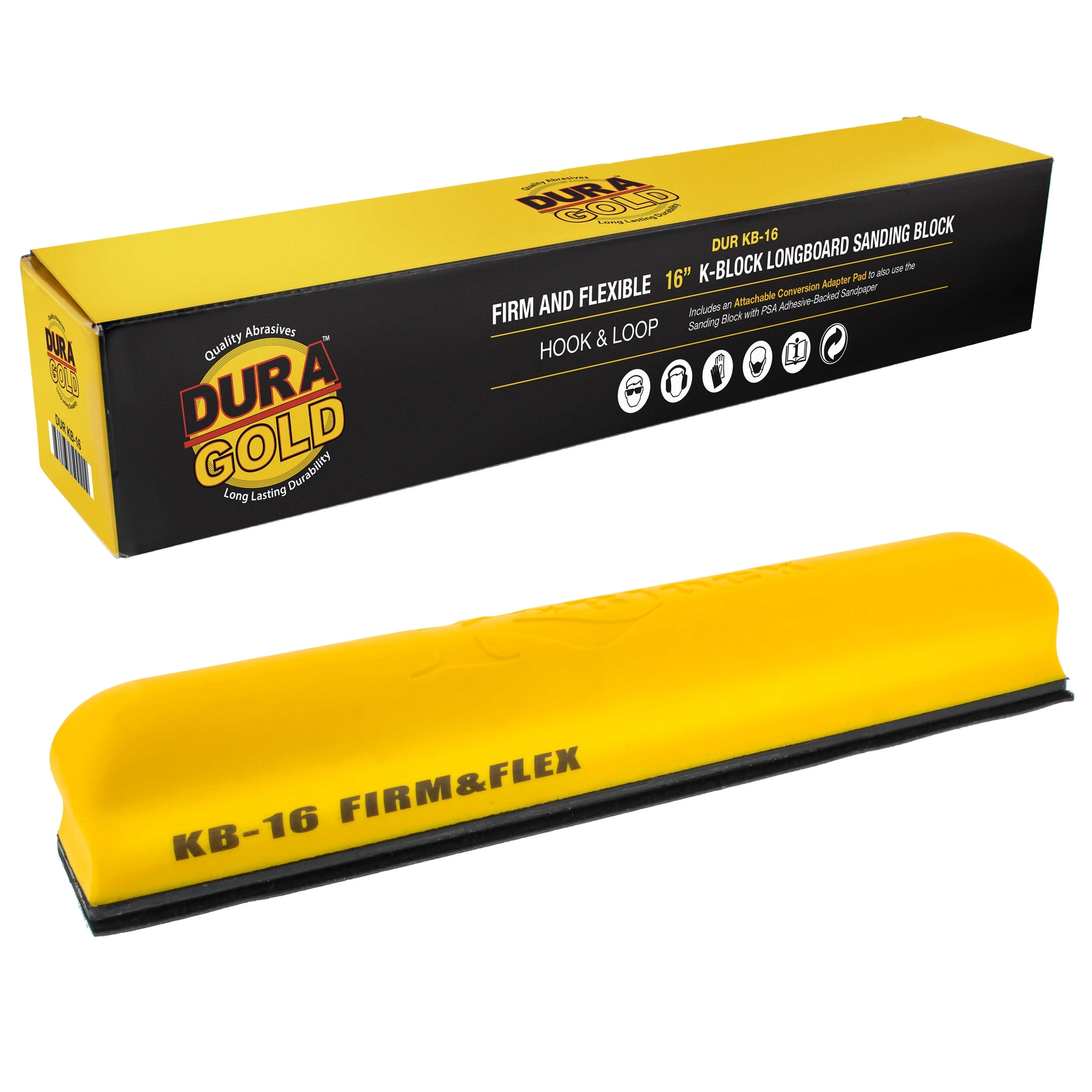 16″ K-Block Sander Firm & Flex Hand Sanding Block, Hook & Loop Backing, PSA Sand