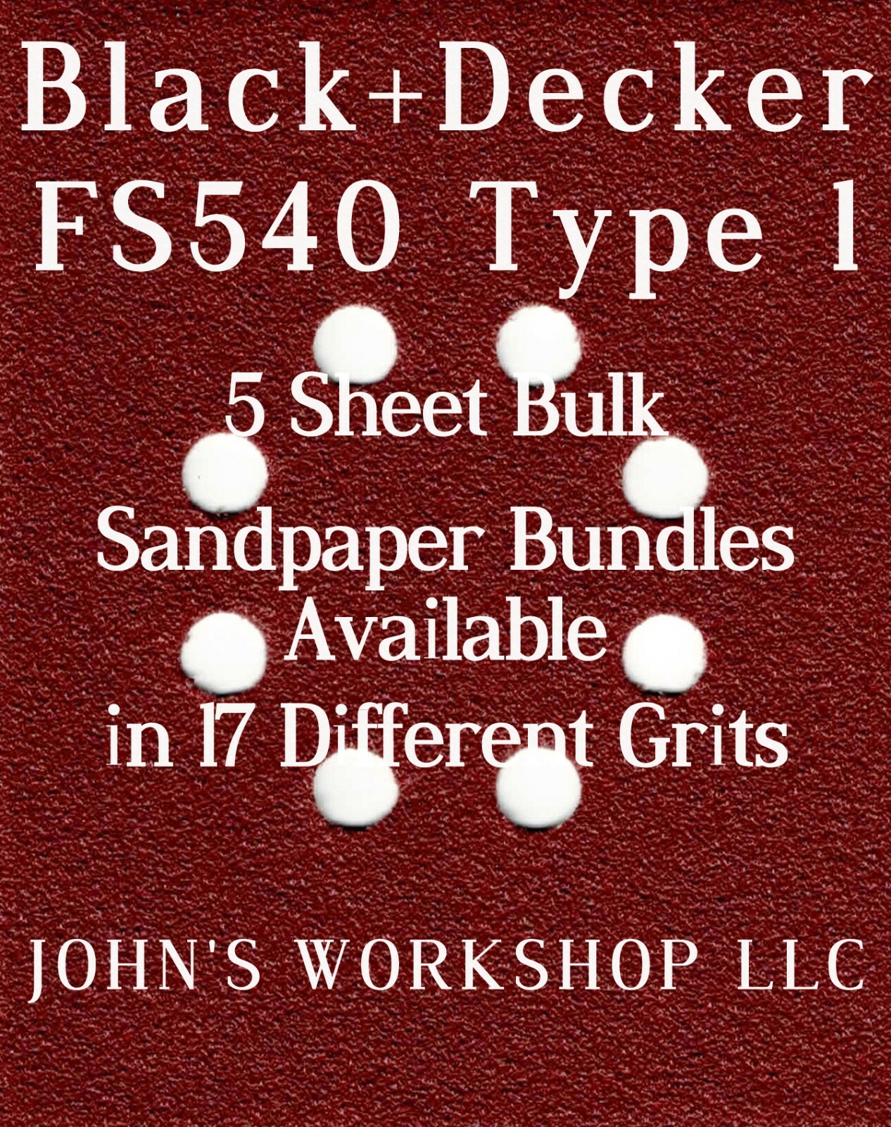 Black+Decker FS540 Type 1 – 1/4 Sheet – 17 Grits – No-Slip – 5 Sandpaper Bundles