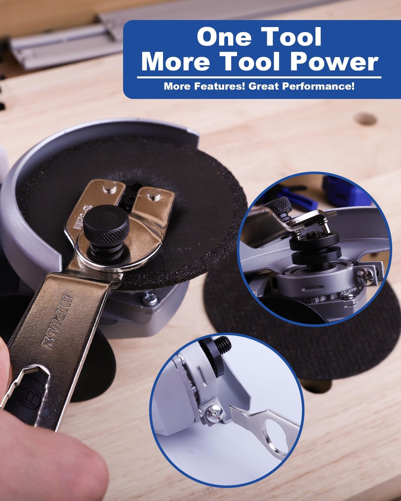 4-in-1 Angle Grinder Wrench Multi-Function Pin Spanner Meduim Sliver Adjustable