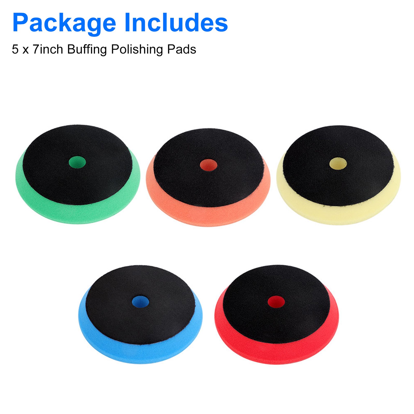 5Pcs 7″ Car Buffing Sponge Pads Cutting Polishing Pad Kit for DA Buffer Polisher