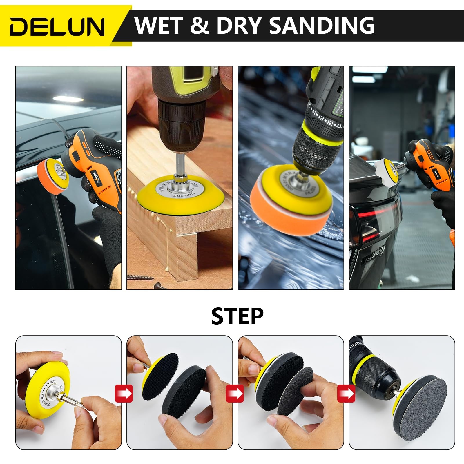 138 Pcs 3 Inch Sanding Disc Kit 60-10000 Grit Polishing Pads For Car Headlight