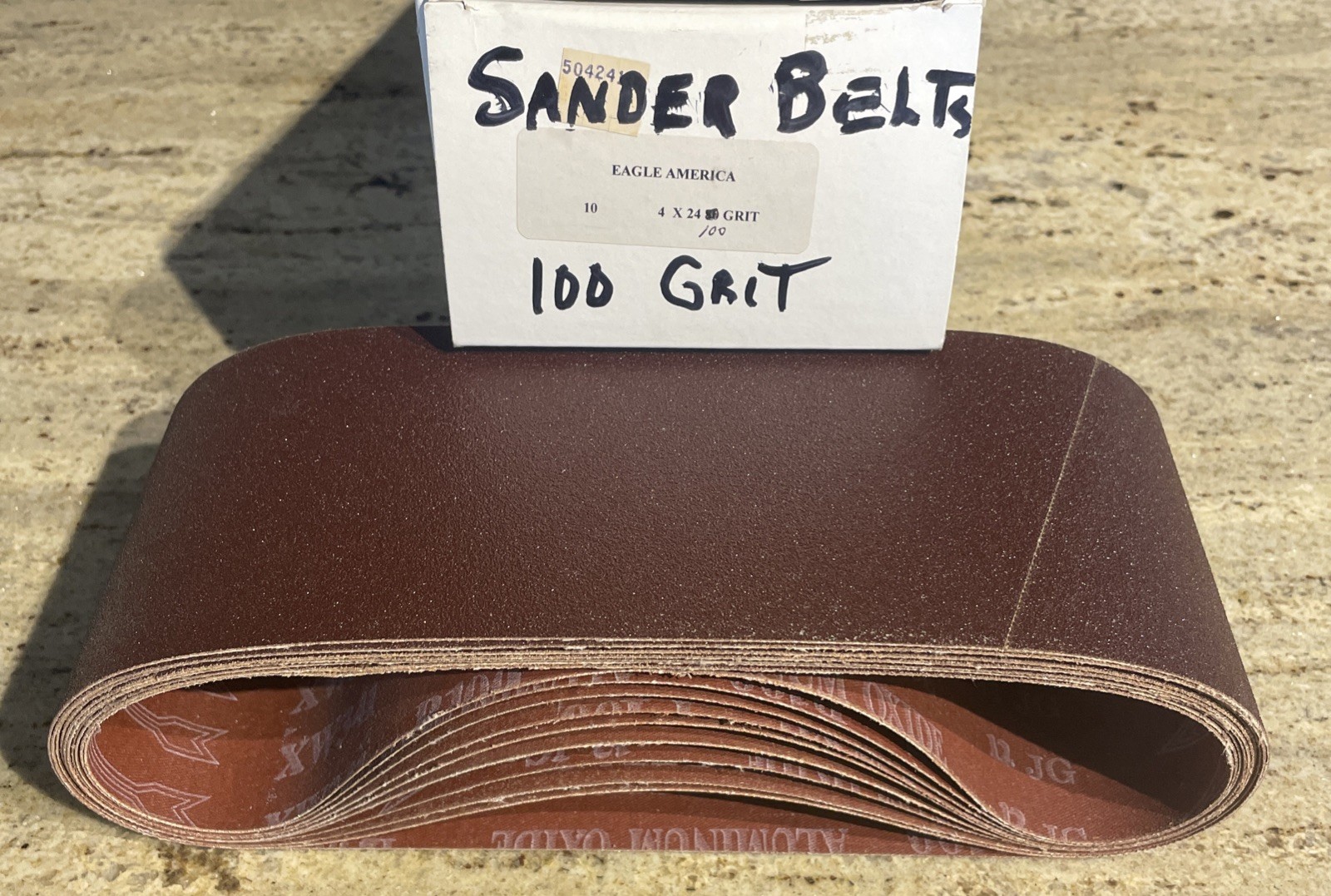 4” x 24 inch Sanding Belts 100 Grit Belt Sander / Sandpaper (LOT OF 10) NOS