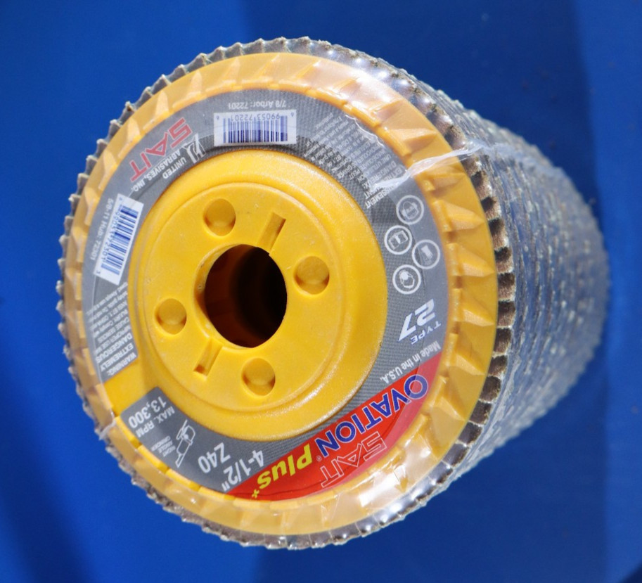 10 SAIT Unied Abrasives Ovation Plus Type 27 Flap Disc 4 1/2″ Max RPM 13,300
