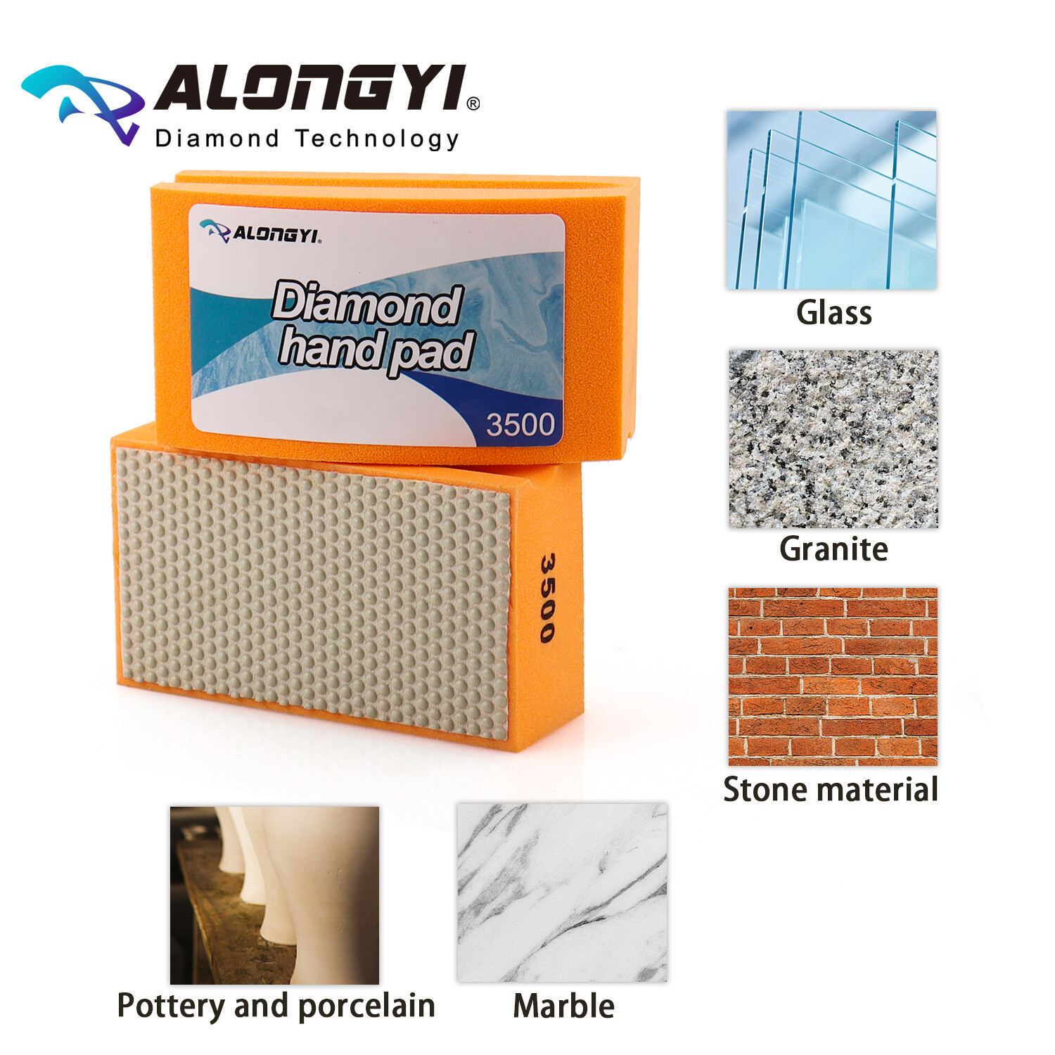 Resin Diamond Hand Sanding Pads for Stone Glass Ceramic Marble Granite