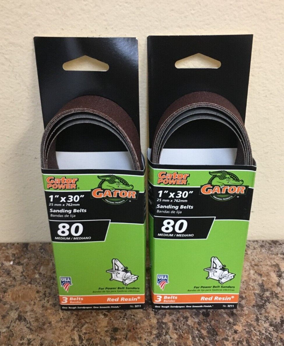 Gator 3211 1 in. X 30 in. Sanding Belt 80 Grit Medium 2 Pks of 3 Pcs.