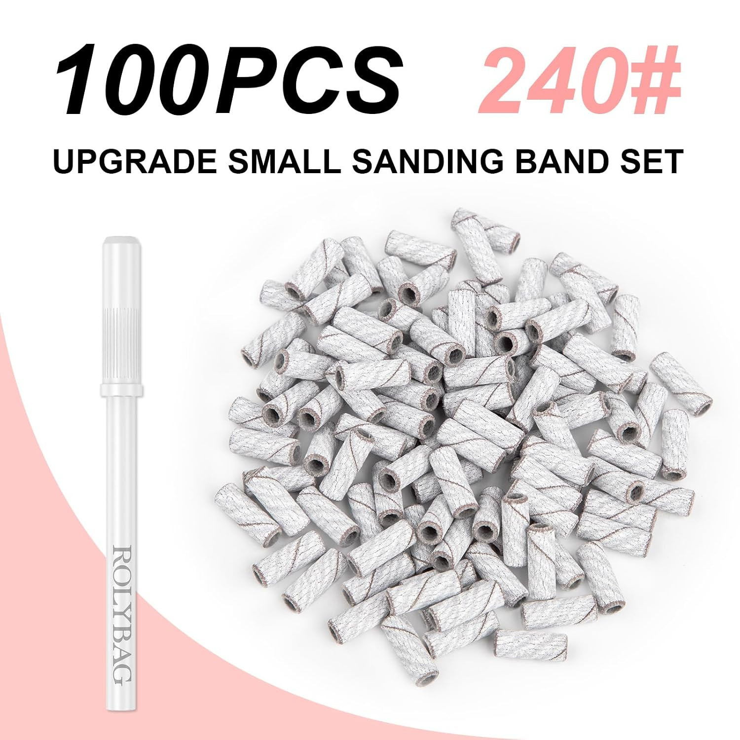 100Pcs Small Sanding Bands Nail Drill Bits 240 Extreme Fine Grit Sanding Bands w