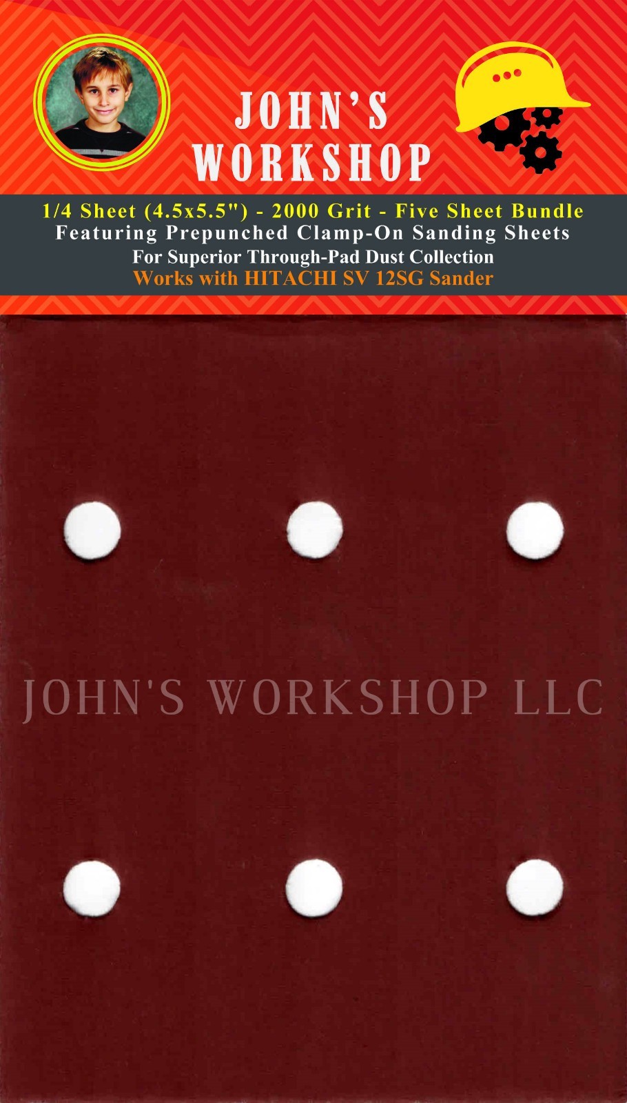 HITACHI SV 12SG – 1/4 Sheet – 2000 Grit – No-Slip – 5 Sandpaper Bundle