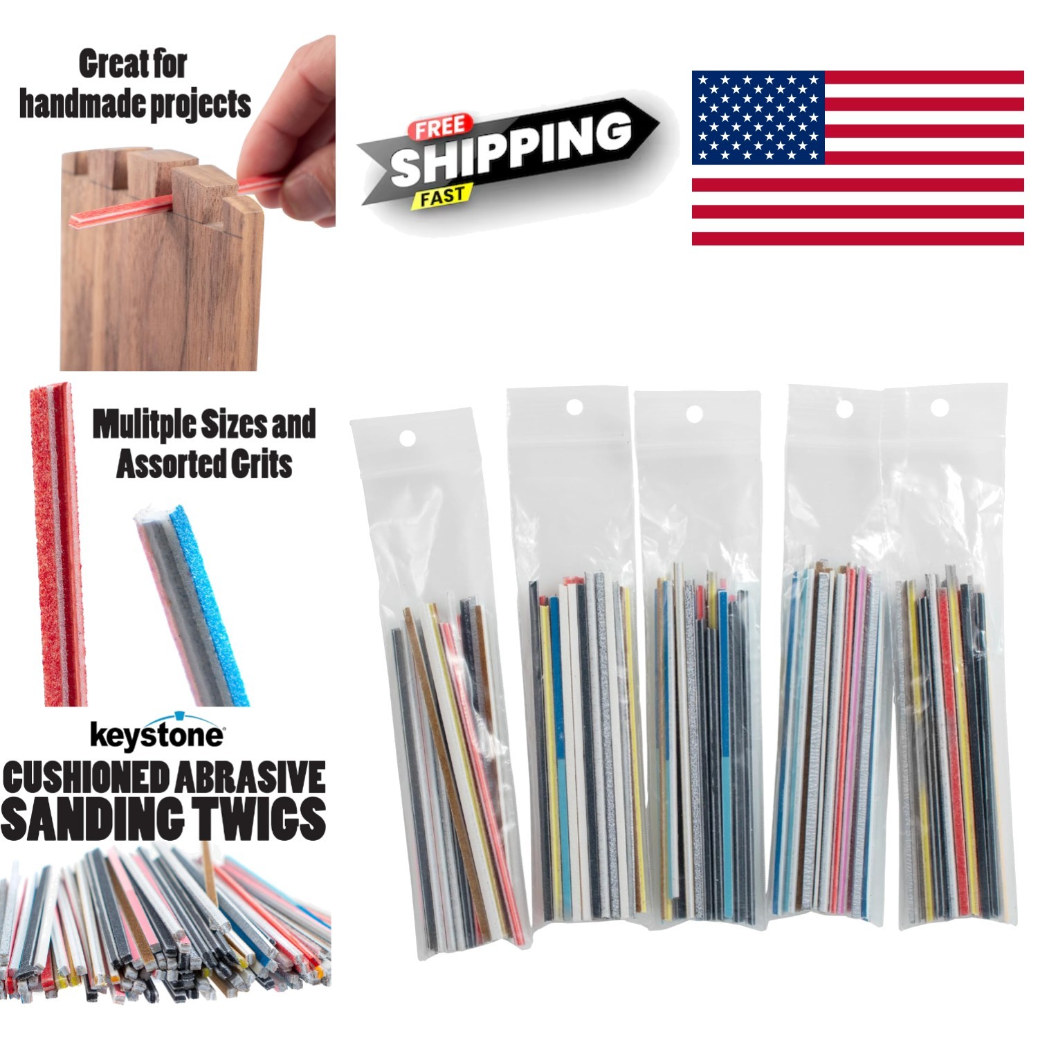 100 Pcs Flexible Sanding Sticks for Detailed Wood Plastic and Metal Finishing
