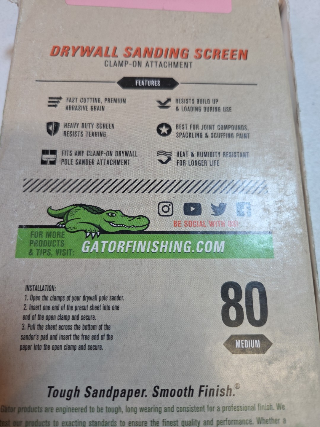 Gator Drywall Sandpaper 25 Screen Sheets each 4.25″ W x 11.25″ L 80-Grit