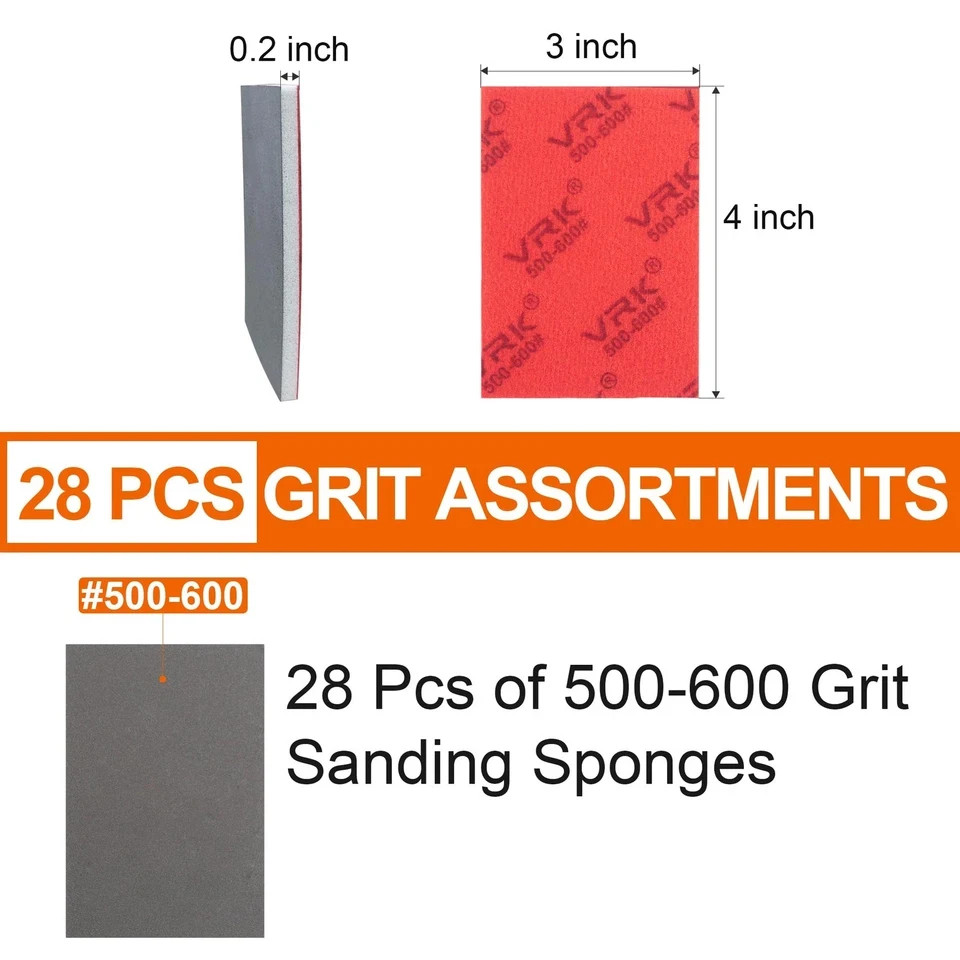 28 Pcs 500-600 Grit Sanding Sponge,Ultra Fine Sandpaper,Soft Foam Hand Sander…