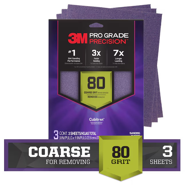 3M PRO Grade Precision Grit Sheet Sandpaper 11-in W x 9-in L 3 -Pack