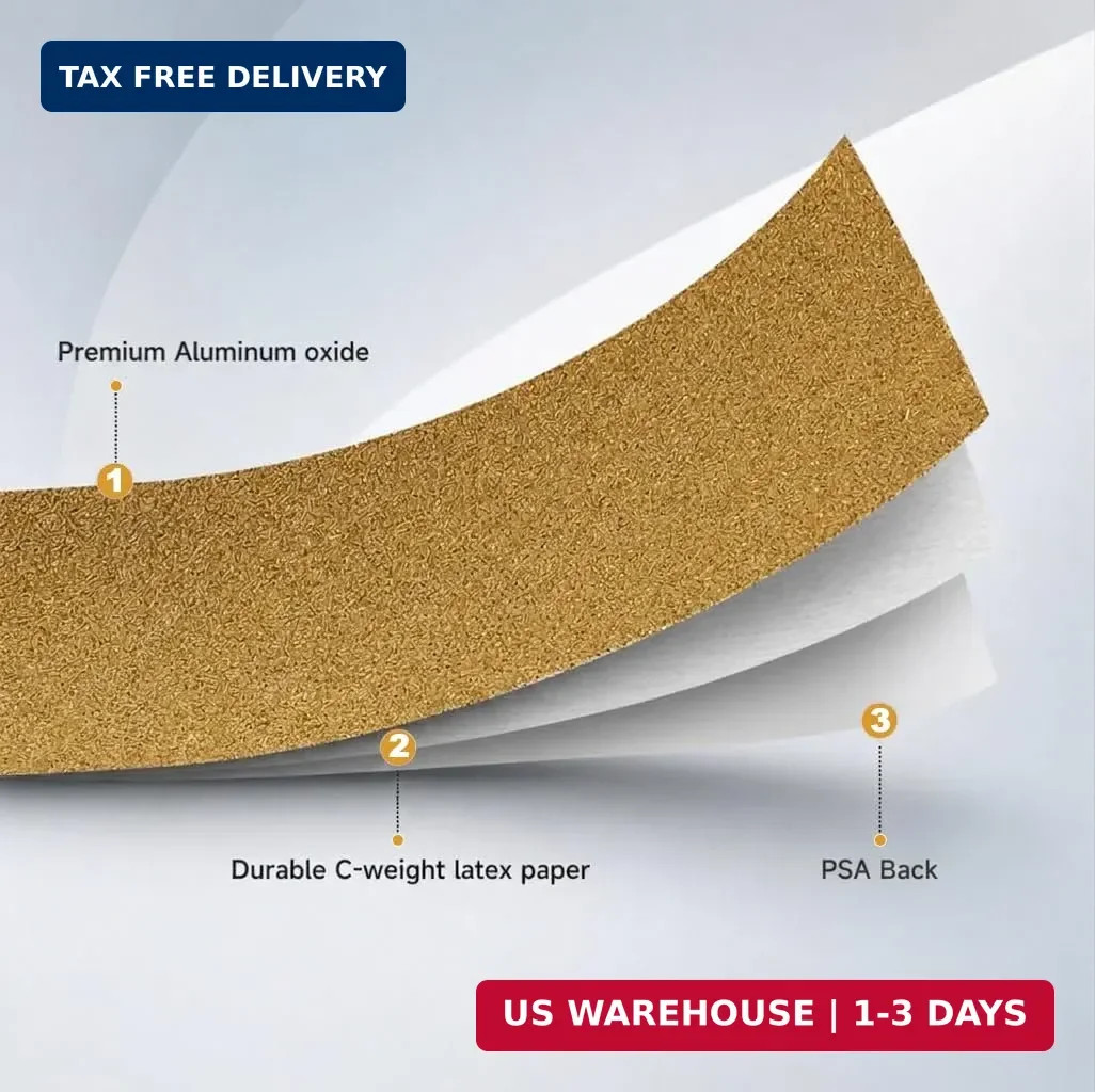 Total 20 Yards Long 2-3/4″ Wide PSA Sanding Paper Roll Kit – 80 120 220 320 Grit