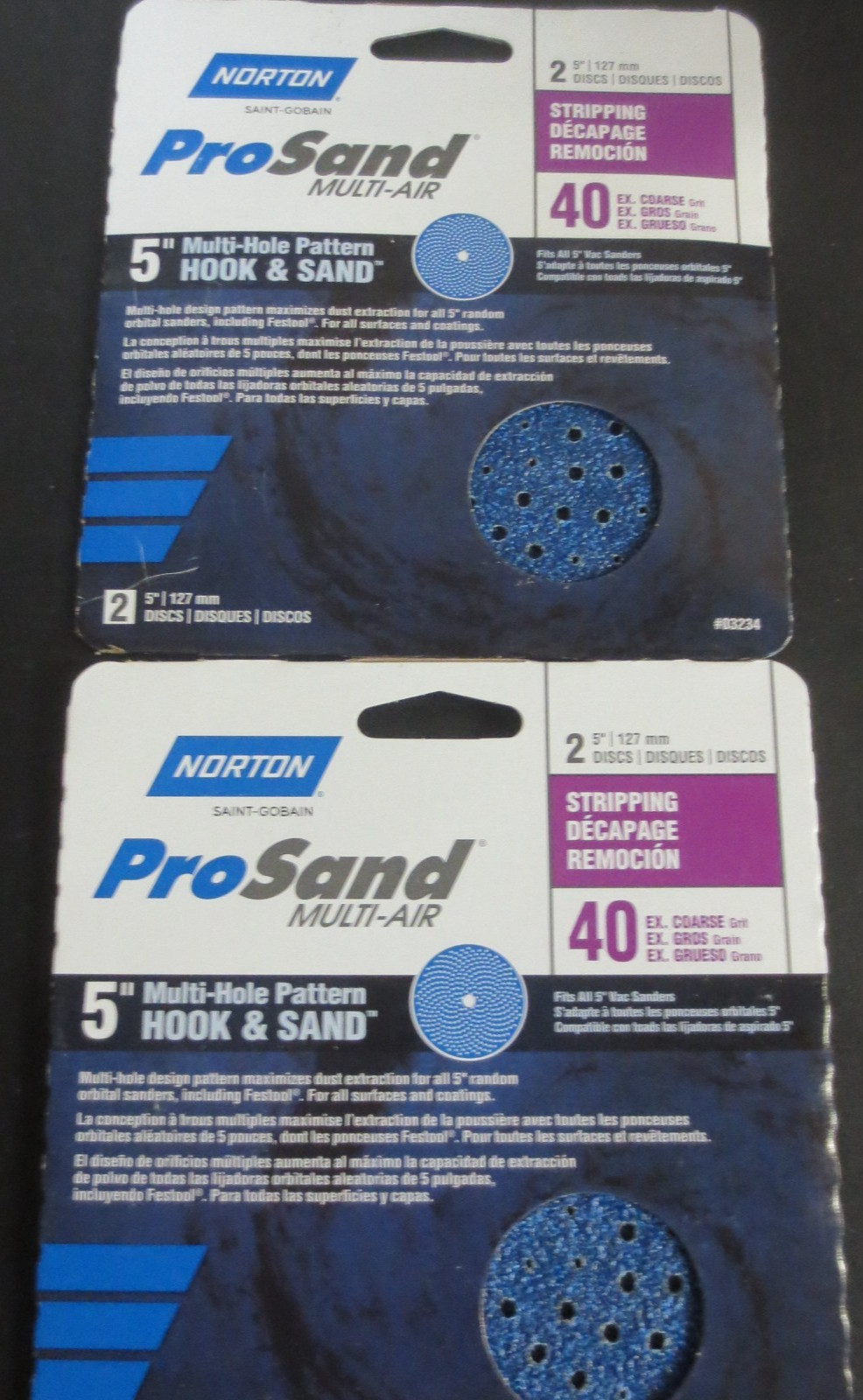 Norton 03234 Sanding Disc, 5 in Dia, 11/16 in Arbor, Coated, 40 Grit – 2 PK (4)