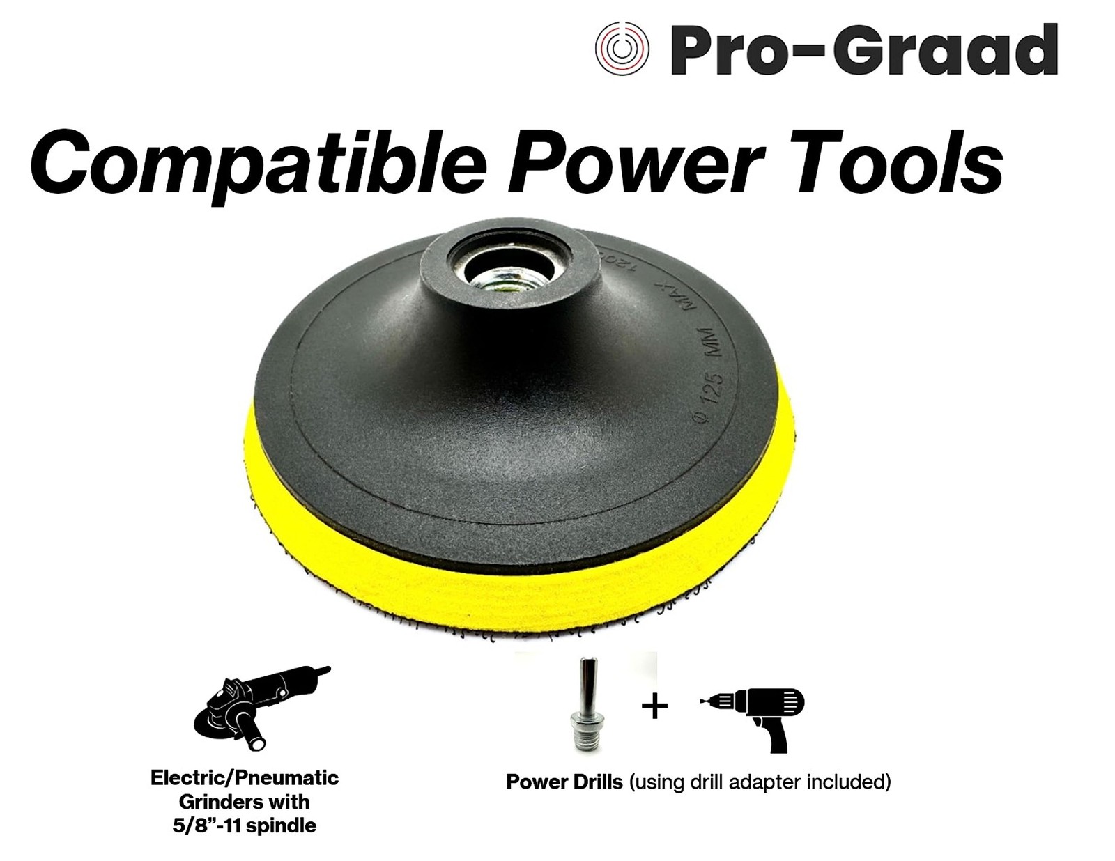 Pro-Graad 1 Pack 5″ Hook and Loop Backing Pads Foam Backer Pad with 5/8”-11 –…
