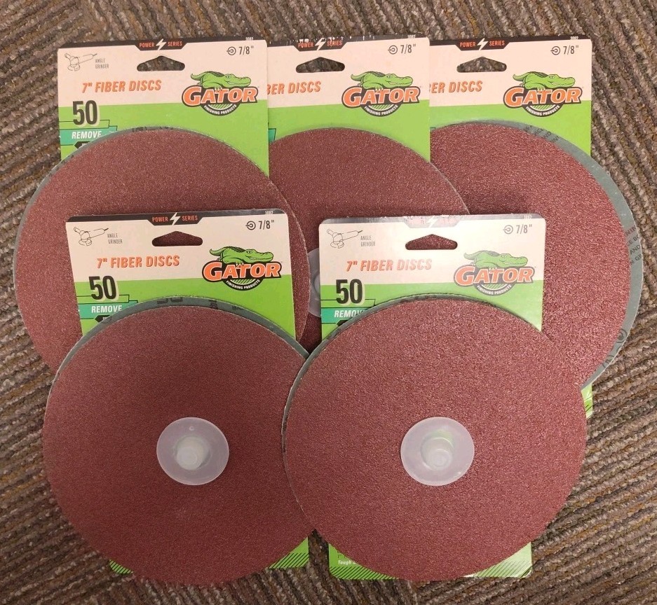 Gator Power 7″ Fiber Discs 50 Coarse, 7/8 hole Pack of 3 Discs New. Lot Of 5! FS