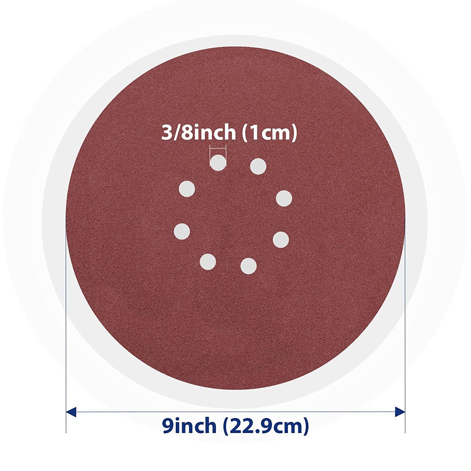 WORKPRO 20PCS 9″ 8 Hole Hook-and-Loop Sanding Discs 240 Grit Sandpaper New