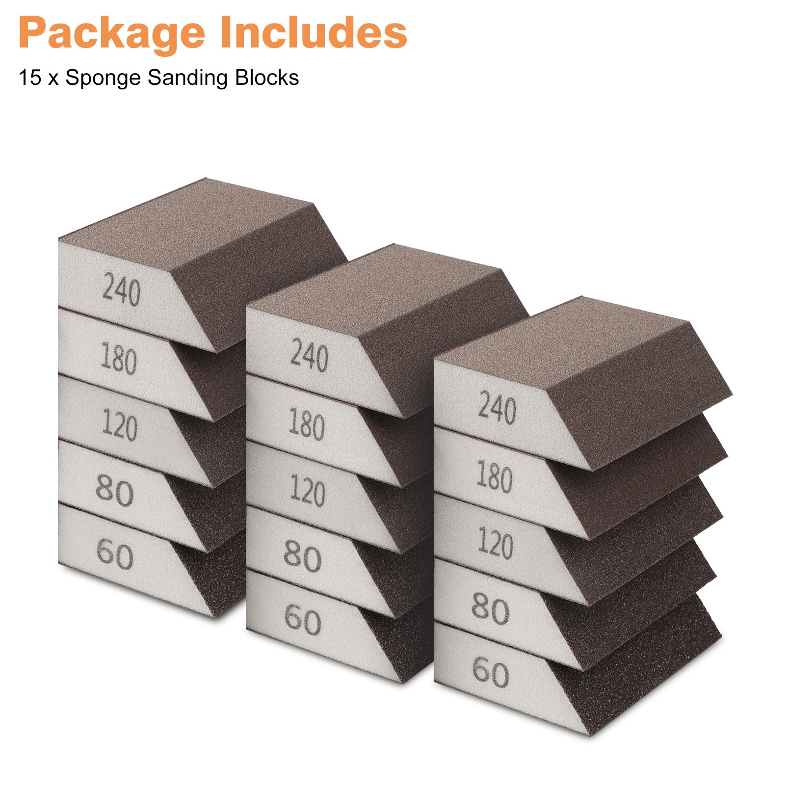15x Sponge Drywall Foam Sanding Sponge Blocks Wet Dry Sand Paper Lot 60-220 Grit
