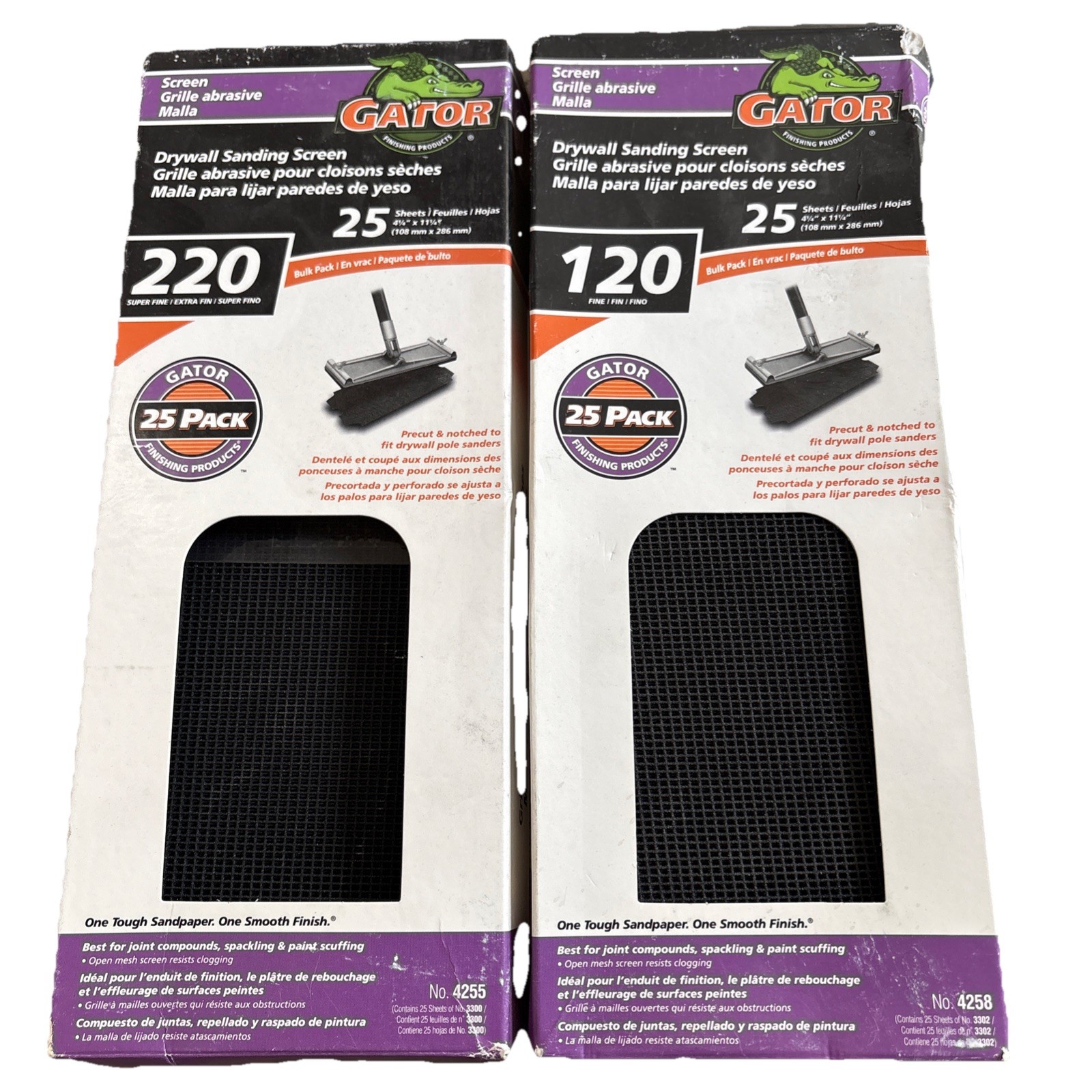 🔥50 PACK🔥Gator 4.25 X 11.25 220 & 120 Grit Fine Drywall Sanding Screens