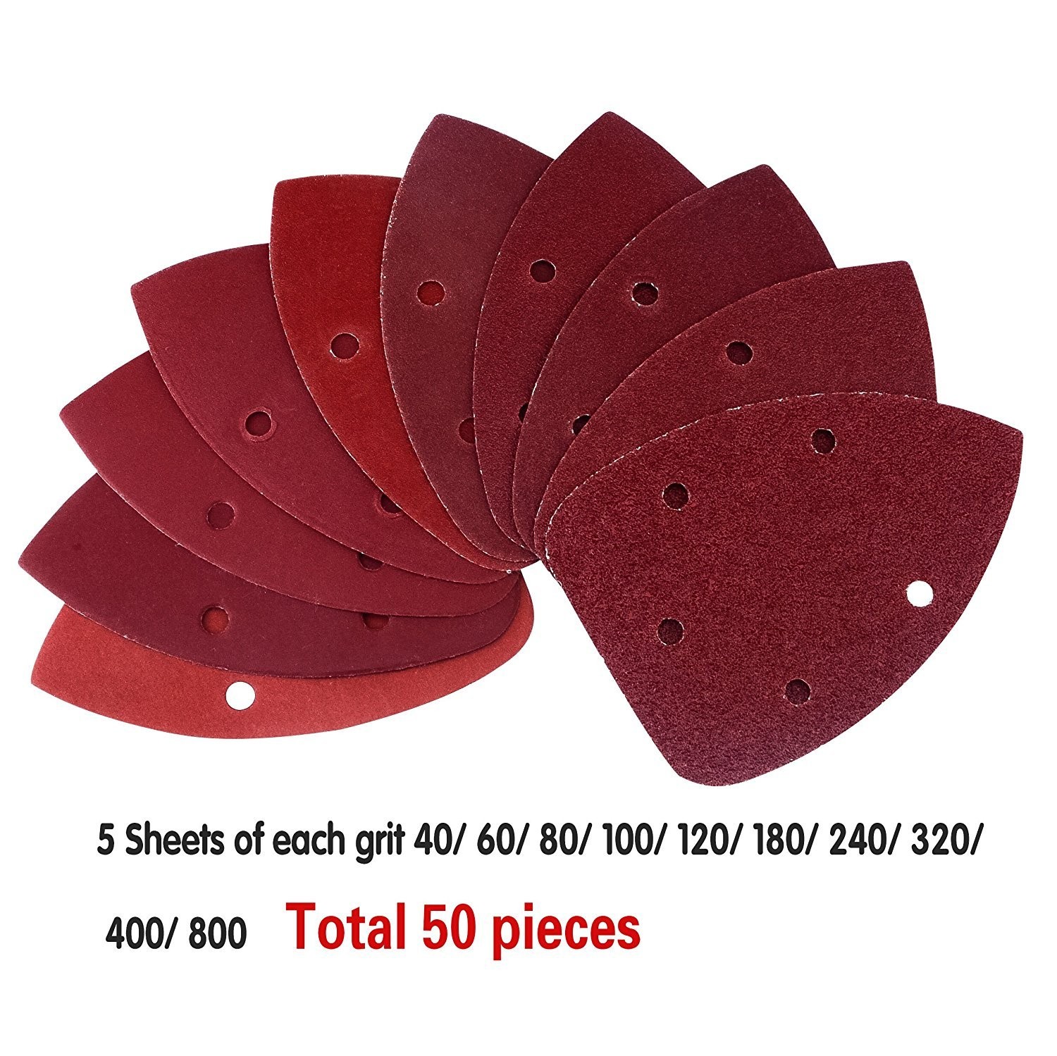 AUSTOR 50 Pieces Mouse Sanding Pads Detail Sander Sandpaper Sanding Paper Sheets