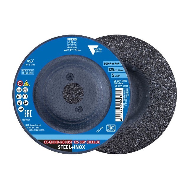 PFERD 61153 – Grinding disc, CC-GRIND-ROBUST, 5″ x 7/8, SGP STEELOX VICTOGRAIN