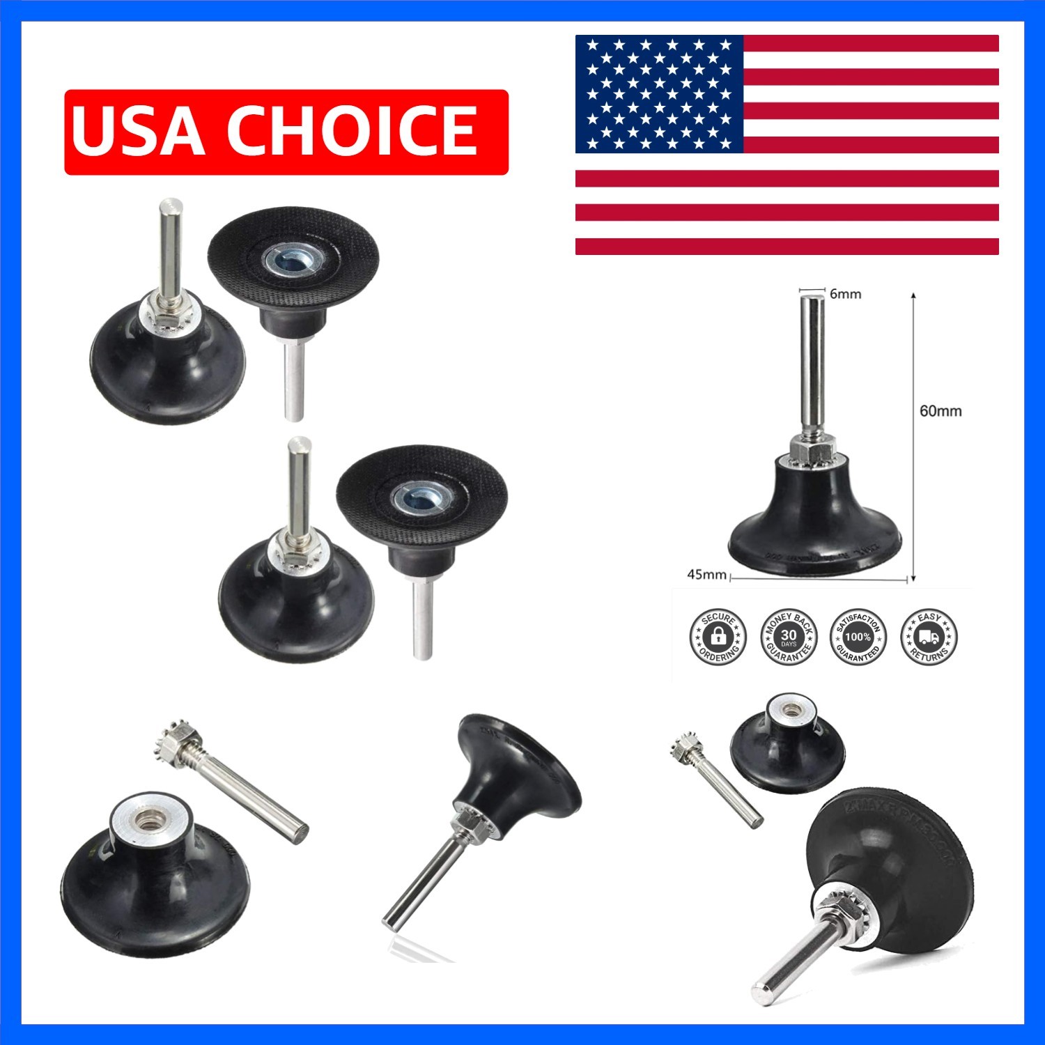 4pcs Roll Lock Disc Pad Holder 2inch Diameter 1/4″ Shank, Sanding Polishing M…